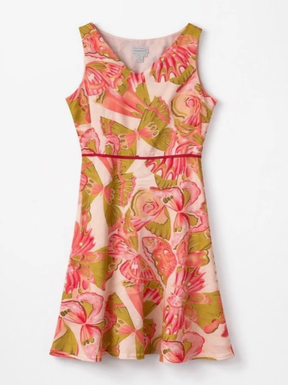 Adrianna Papell Pink and Lime Floral Fit & Flare Dress